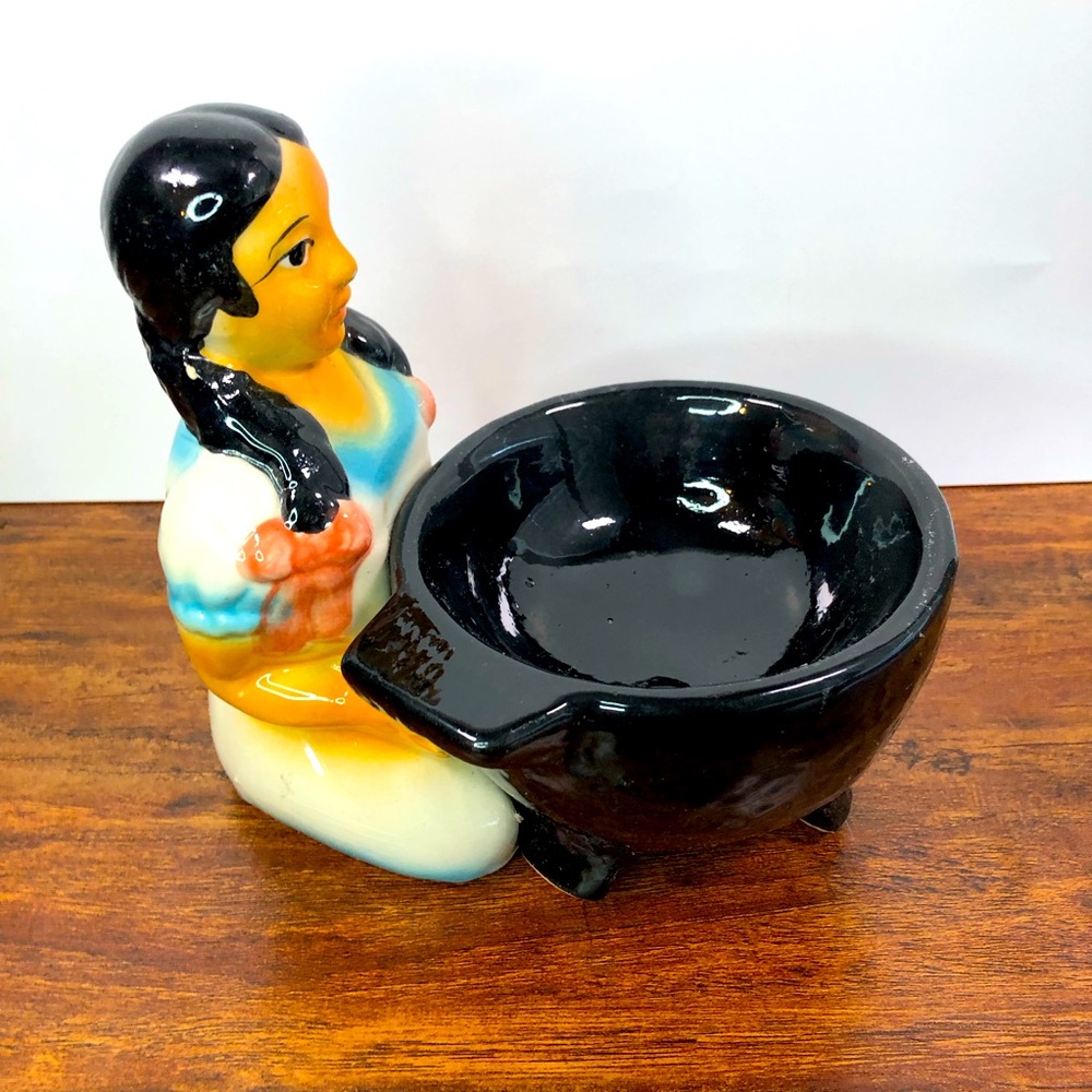 Senorita Ceramic Serveware Salsa Chip Dip‎ Bowl Mexican Girl Kitchen Painted